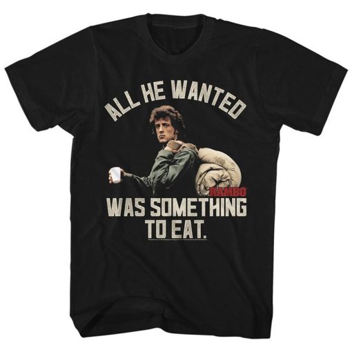 Rambo Something To Eat Black Adult T-Shirt