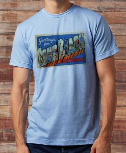 Vintage Postcard Greetings from Long Beach CA Retro Inspired T-shirt