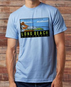Vintage Postcard Rainbow Pier & Long Beach Auditorium Retro Inspired T-shirt