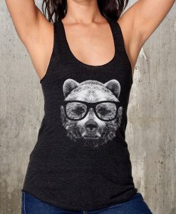 Grizzly Bear In Glasses - American Apparel - Women's Racer Back Tank Top