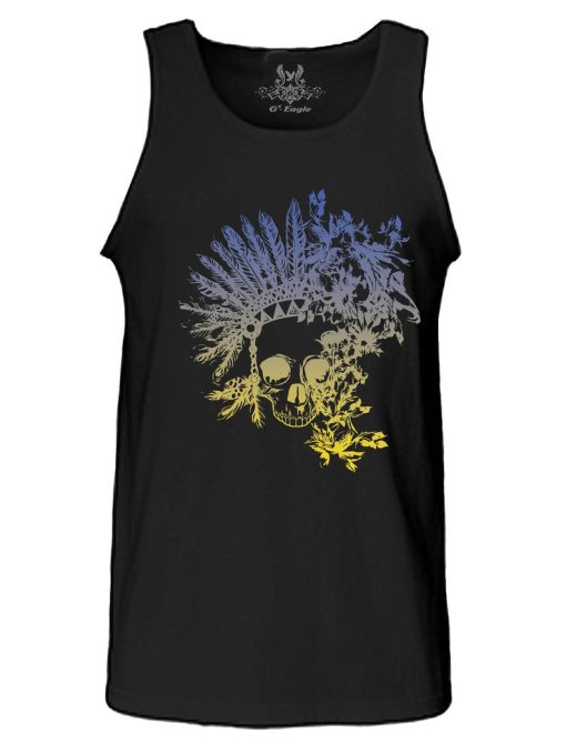New Graphic Design Printed Floral Skull Tank Top