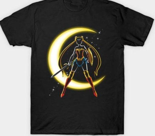 Wonder Moon T-Shirt Anime DC Comics Manga Mashup Sailor Moon Superhero