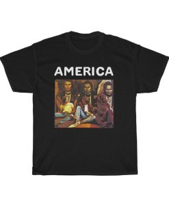 America America Album Rock Band Men's Black T-Shirt