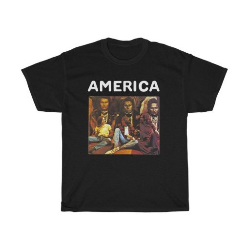 America America Album Rock Band Men's Black T-Shirt