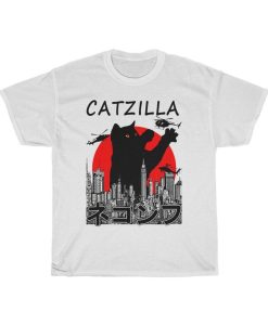 Catzilla Japanese Vintage Sunset Style T-Shirt