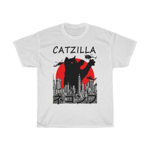 Catzilla Japanese Vintage Sunset Style T-Shirt