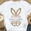 Floral Leopard Print Easter Bunny Social Worker T-shirt, Gift For Womens Girls