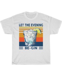Martini Cocktail Let The Evening Be Gin Funny Vintage T-Shirt