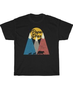 Papa Bear Two Cubs Walking in Mountains T-shirt