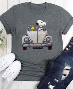 Snoopy And Woodstock Classic T-shirt, Snoopy Driving Bug Shirt Funny Gift For Men Women