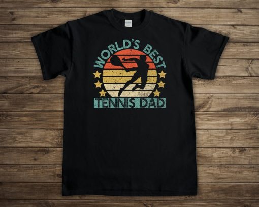 World's Best Tennis Dad T-shirt for Men, Funny Tennis Player Father's Day Gift for Him, Graphic Tee Shirt