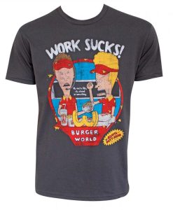 Beavis And Butthead Mens Work Sucks Funny, Tshirt
