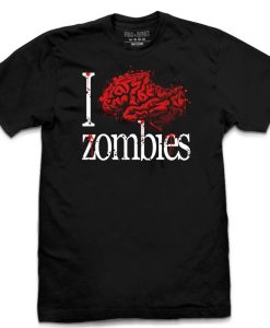 Pins & Bones Zombie Shirt, I Heart (Brain) Zombies, Cool Horror T-Shirt