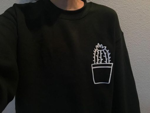 Cactus pot dark green sweatshirt