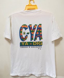 Vintage 90s CROSS COLOURS T-Shirt C-ya Ya-Dig Colourful Logo back