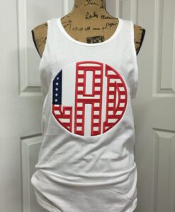 8 IN Appliqued Monogram Patriotic TankTop