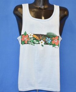 80s Hibiscus Flowers Tank Top