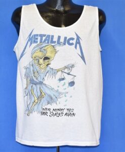 80s Metallica And Justice for All Money Tips Her Scales Tank Top Metal Band t-shirt