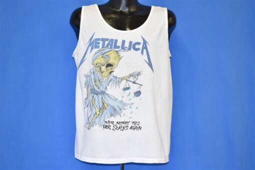 80s Metallica And Justice for All Money Tips Her Scales Tank Top Metal Band t-shirt