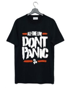 ALL TIME LOW Black DON’T PANIC Skull T Shirt KM