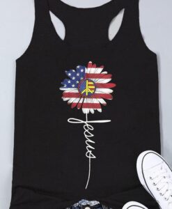 AmericaAn FlAag Jesus Flower Tank ZNF08