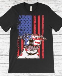 American Flag Pit Bull Dog T-Shirt