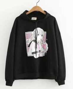 Anime prints black Hoodie AY