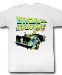 Back to the Future Neon White Adult T-Shirt