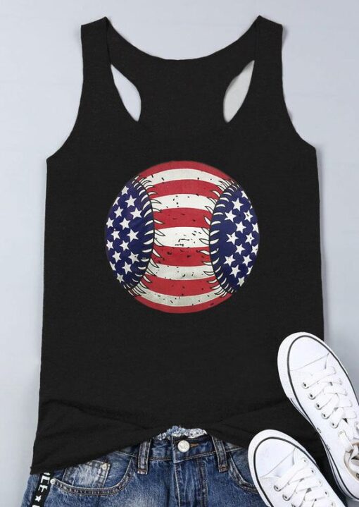 Baseball American Flag Tank ZNF08