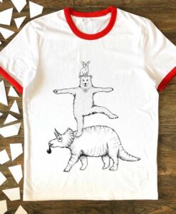 Bear & Triceratops Ringer T Shirt