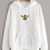 Bee Print Kangaroo Pocket Hoodie DAP