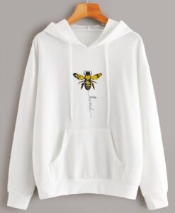 Bee Print Kangaroo Pocket Hoodie DAP