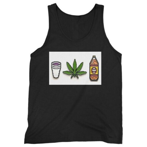 Beer Forty Marijuana Hemp Cannabis Lean Purple Drank 420 Gamer Chronic Man's Tank Top DAP