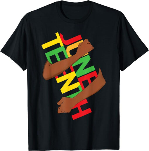 Black Hand Hug Juneteenth Black History Month Africa T Shirt thd