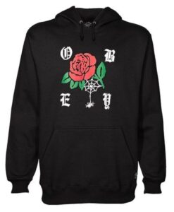 Black Obey Wirh Rose Hoodie DAP