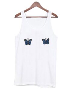 Blue Ribbed Butterfly Tanktop ZNF08