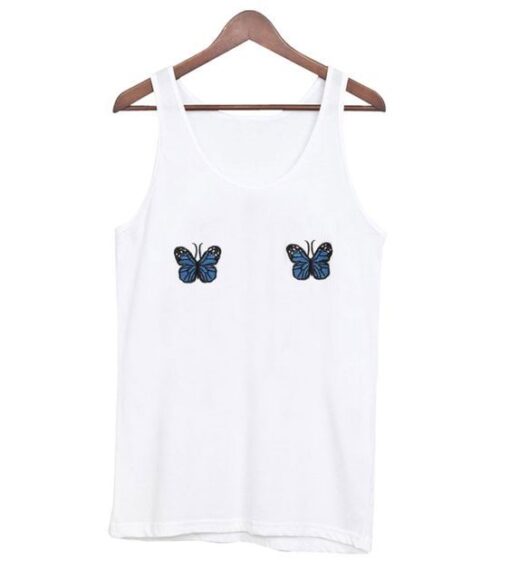 Blue Ribbed Butterfly Tanktop ZNF08