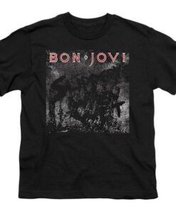 Bon Jovi Slippery When Wet Cover Kid's Black T-Shirts DAP