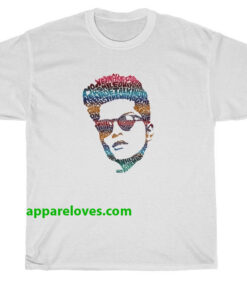 Bruno Mars Face Typography Lyric Famous T-Shirt thd
