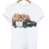 Burning Police Car T-shirt ZNF08