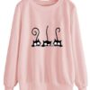Cartoon Cat Printed Fleece Hooded Sweatshirt ZNF08