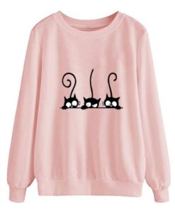 Cartoon Cat Printed Fleece Hooded Sweatshirt ZNF08