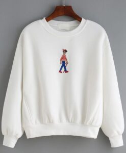 Cartoon Embroidered Loose White Sweatshirt DAP