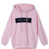 Casual Women Letter Printed Pocket Loose Hooded Sweatshirt AY