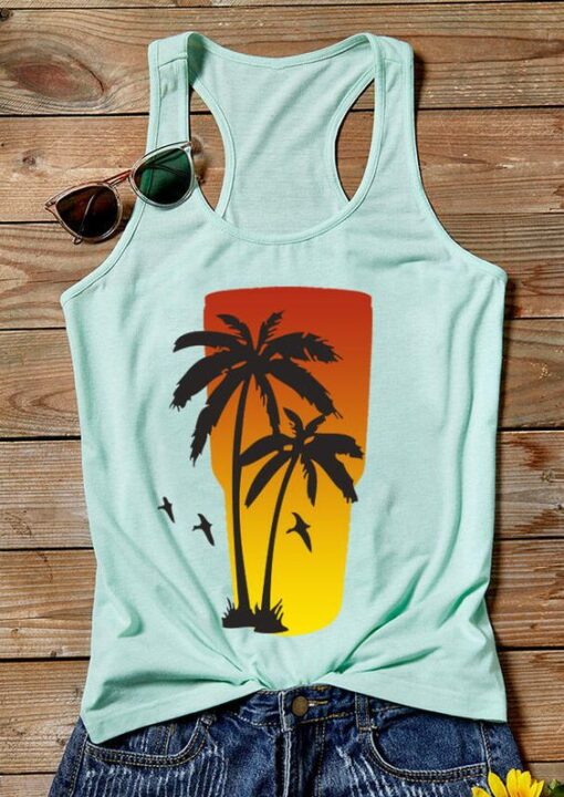 Coconut Tree Sunrise Tank ZNF08