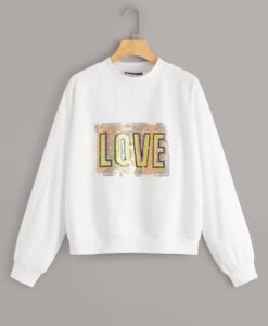 Contrast Sequin Letter SweatshirT ZNF08