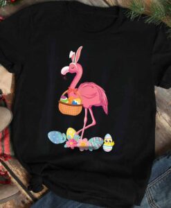 Cute and funny pink flamingo Easter eggs T-shirt