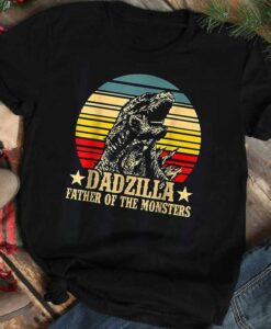 Dadzilla Father Of The Monsters Vintage Retro Sunset T-Shirt