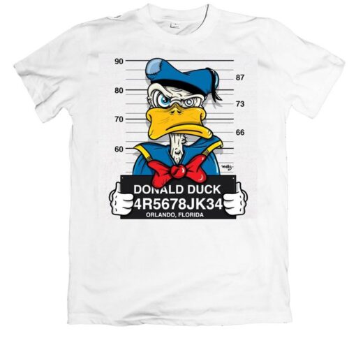 Disney Donald Duck Mugshot Cartoon Character Funny Unisex T Shirt