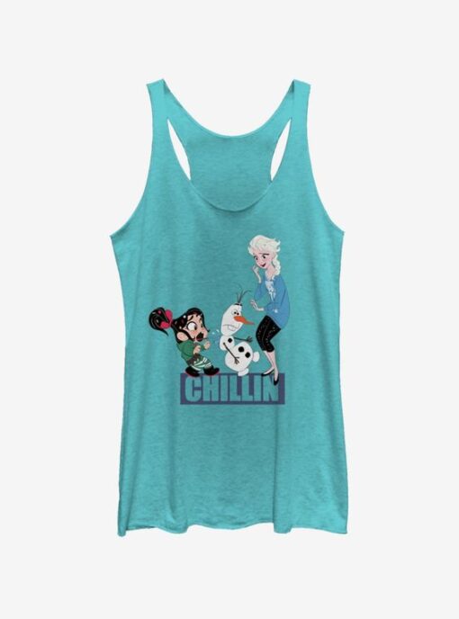 Disney Wreck-It Ralph Keep It Chill Vanellope and Elsa Womens Tank Top ZNF08